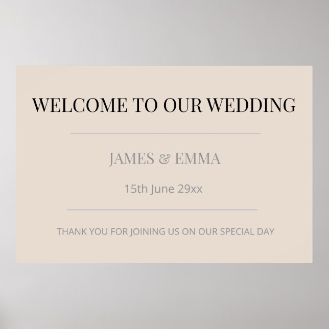 Poster Minimalist Horizontal Wedding Soft Latte (Frente)