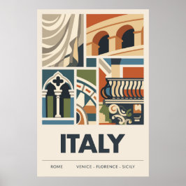 Poster Minimalist Italy Travel with Architectural Geometr