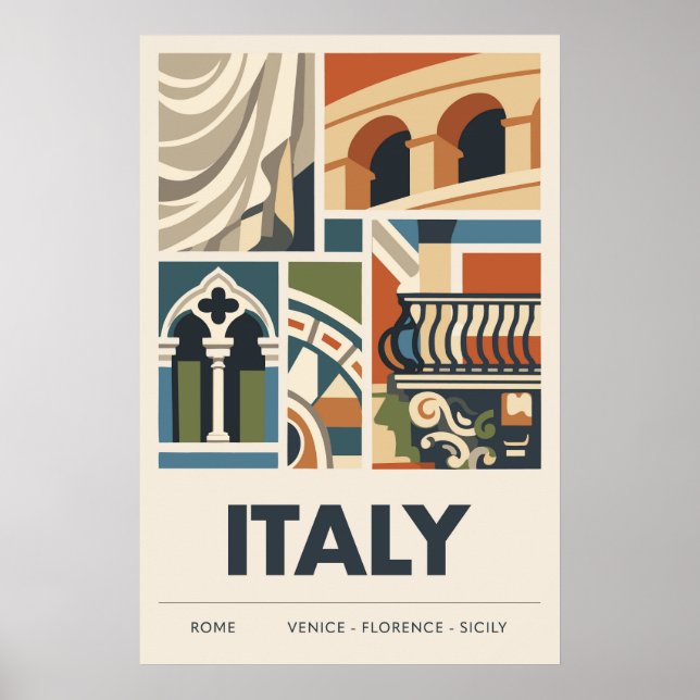 Poster Minimalist Italy Travel with Architectural Geometr (Frente)