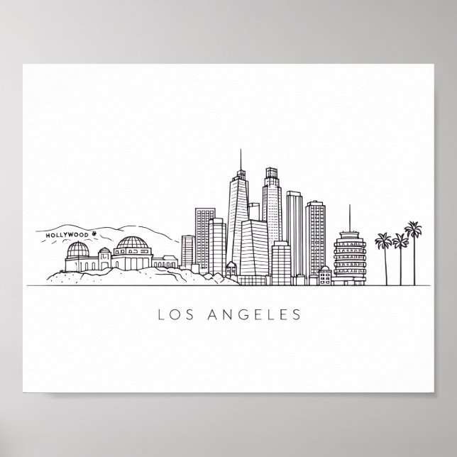 Poster Minimalist Los Angeles Skyline Illustration (Frente)