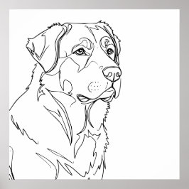Poster Minimalist Modern Dog Line Art Drawing