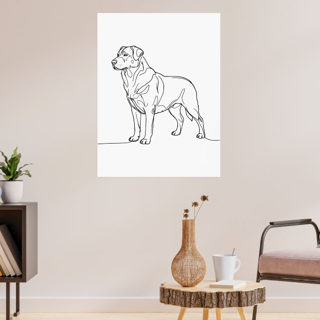 Poster Minimalist Modern Dog Line Art Drawing (Sala de Estar 3)