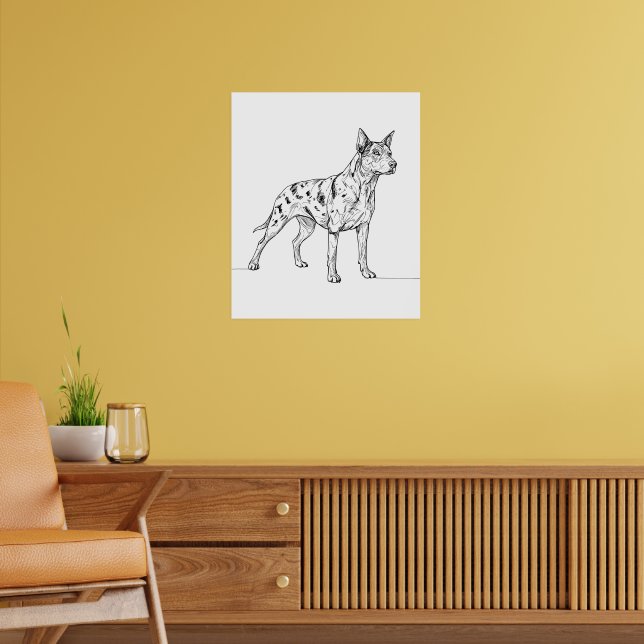 Poster Minimalist Modern Dog Line Art Drawing (Sala de Estar 2)