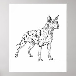 Poster Minimalist Modern Dog Line Art Drawing