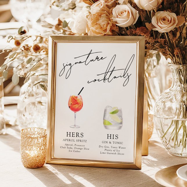 Poster Minimalist Modern & Whimsical Signature Cocktails (Criador carregado)