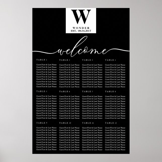 Poster Minimalist Monogram | Contemporary Newlywed Weddin (Frente)