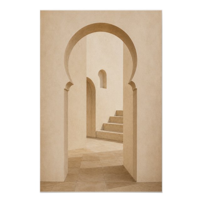 Pôster Minimalist Moroccan Archway Wall Art Poster  (Frente)