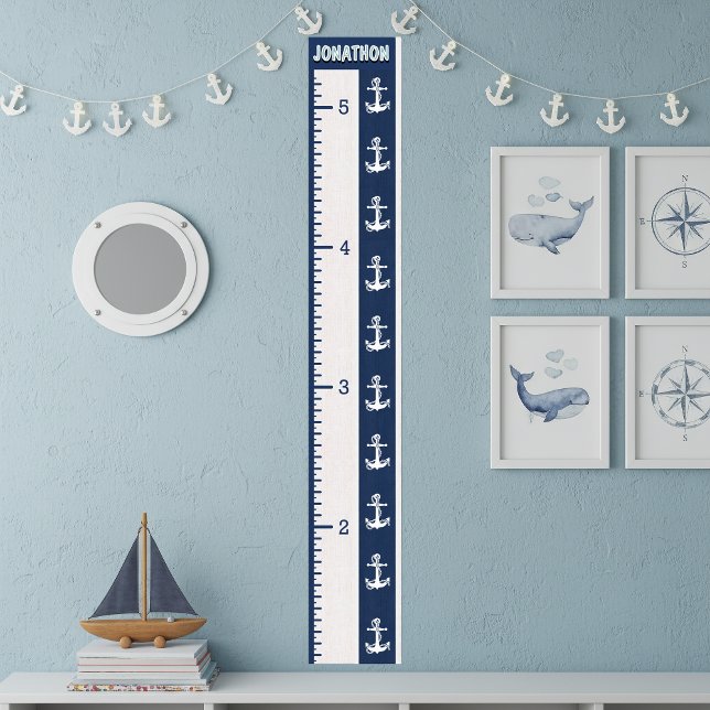 Poster Minimalist Navy Nautical Kids’ Growth Chart ID836 (Criador carregado)