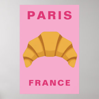 Poster Minimalist Paris France Croissant French Bakery