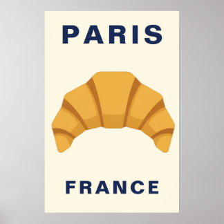 Poster Minimalist Paris France Croissant French Bakery