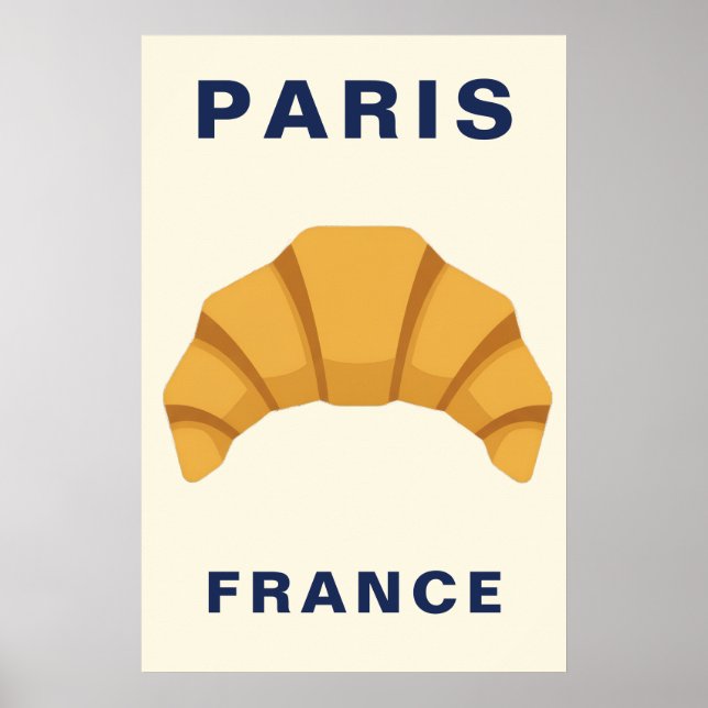Poster Minimalist Paris France Croissant French Bakery (Frente)