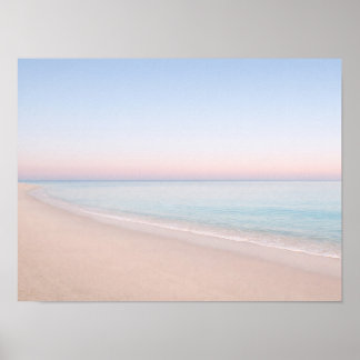 Poster Minimalist Pastel Pink Beach Ocean Horizon