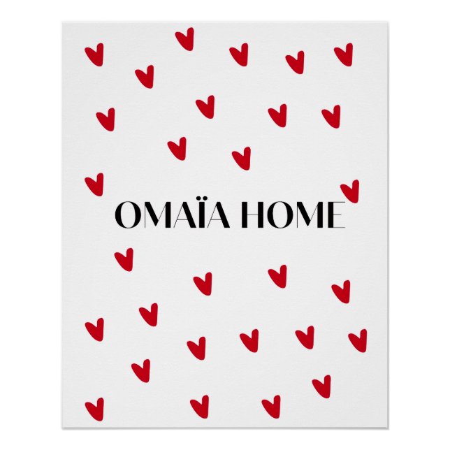 Pôster Minimalist Red Hearts Wall Art (Frente)