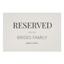 Pôster Minimalist ‘RESERVED’ Wedding Sign Warm Ivory