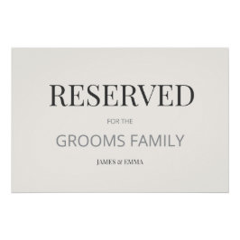 Pôster Minimalist ‘RESERVED’ Wedding Sign Warm Ivory