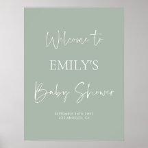 Minimalist Sage Green Baby Shower Welcome Sign