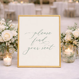 Poster Minimalist Sage Green Wedding Seating Sign