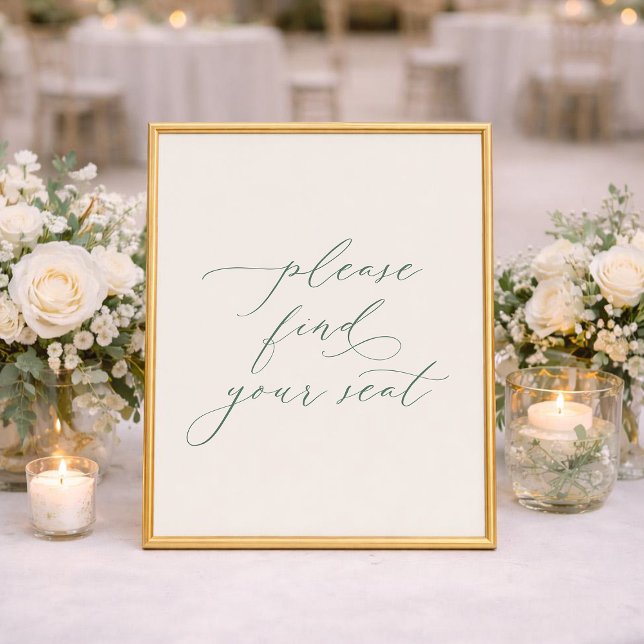 Poster Minimalist Sage Green Wedding Seating Sign (Criador carregado)