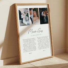 Poster Minimalist Script 3-Photo Custom Wedding Vows