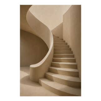 Pôster Minimalist Sculptural Staircase Wall Art Poster
