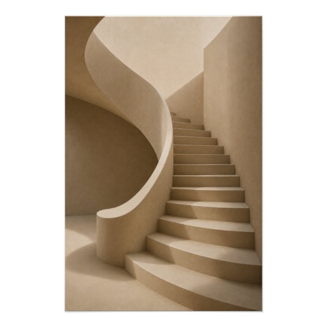 Pôster Minimalist Sculptural Staircase Wall Art Poster (Frente)