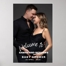 Poster Minimalist simple modern Baby Shower Photo welcome