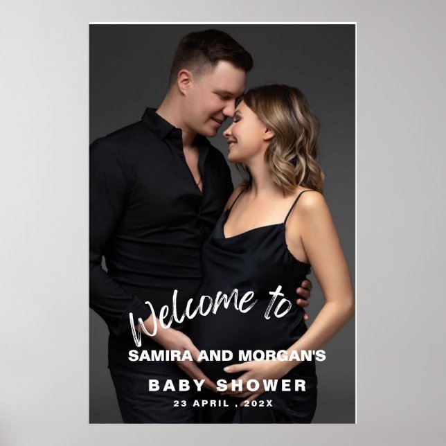 Poster Minimalist simple modern Baby Shower Photo welcome (Frente)