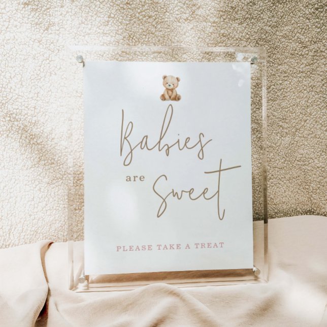 Poster Minimalist Teddy Bear Baby Shower Babies Are Sweet (Criador carregado)