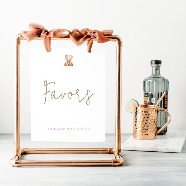 Poster Minimalist Teddy Bear Baby Shower Favors (Criador carregado)