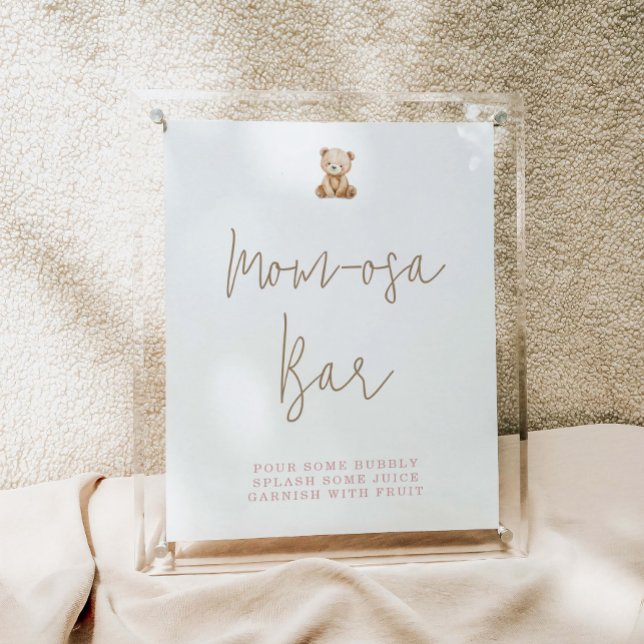 Poster Minimalist Teddy Bear Baby Shower Momosa Bar (Criador carregado)