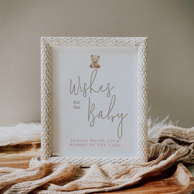 Poster Minimalist Teddy Bear Baby Shower Wishes For Baby (Criador carregado)