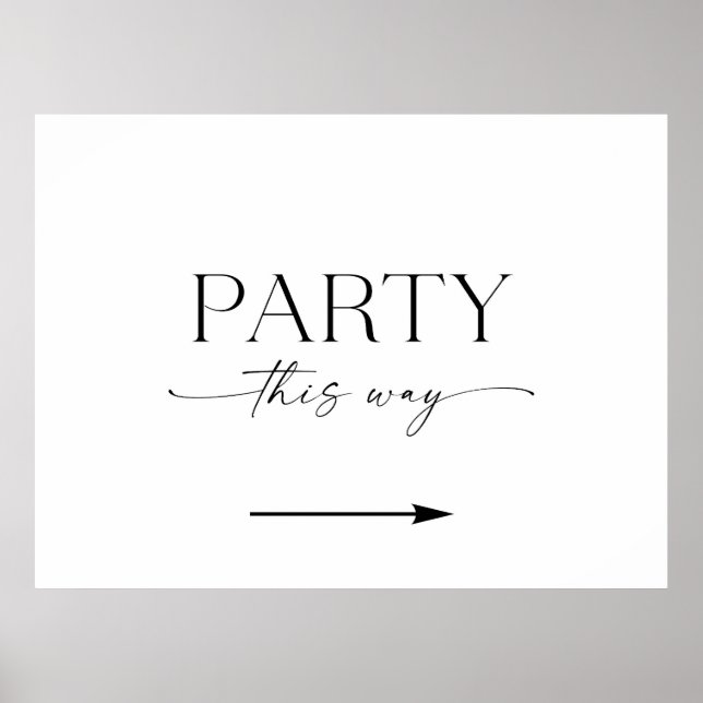 Poster Minimalist This Way To The Party Sign (Frente)