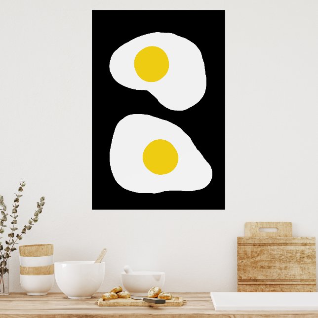 Poster Minimalist Two Fried Eggs Kitchen Art (Cozinha)