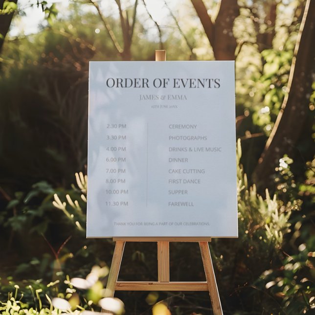 Poster Minimalist Wedding Order of Events Dusky Blue (Criador carregado)