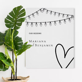 Pôster Minimalist Wedding Poster with String Lights