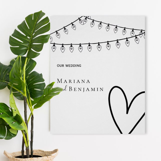 Pôster Minimalist Wedding Poster with String Lights (Criador carregado)