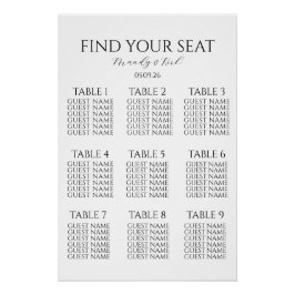 Pôster Minimalist Wedding Seating Chart | Custom Modern 