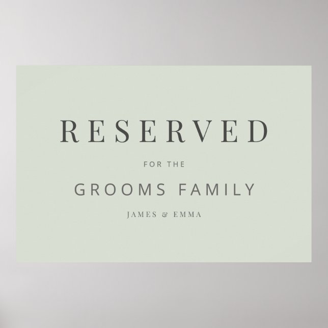 Poster Minimalist Wedding Sign Pale Sage (Frente)