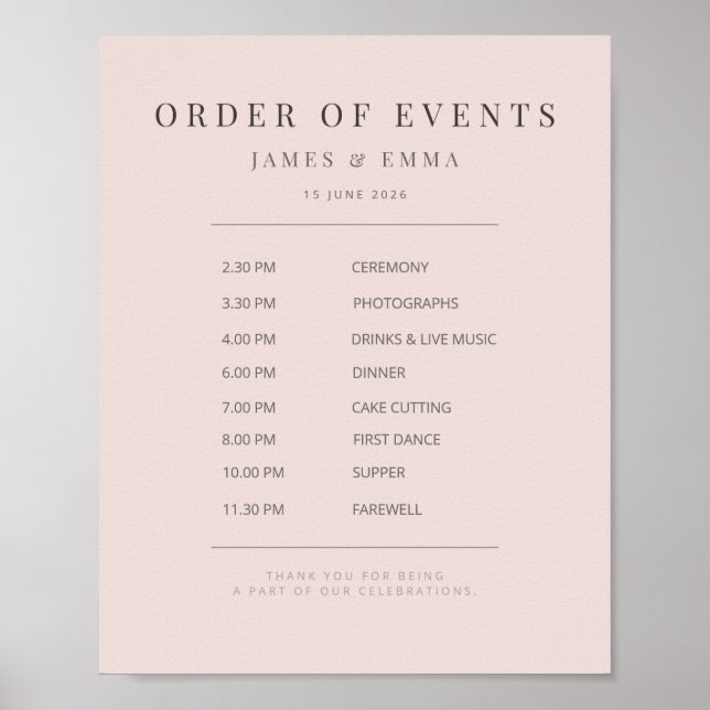 Poster Minimalist Wedding Sign | Warm Blush (Frente)