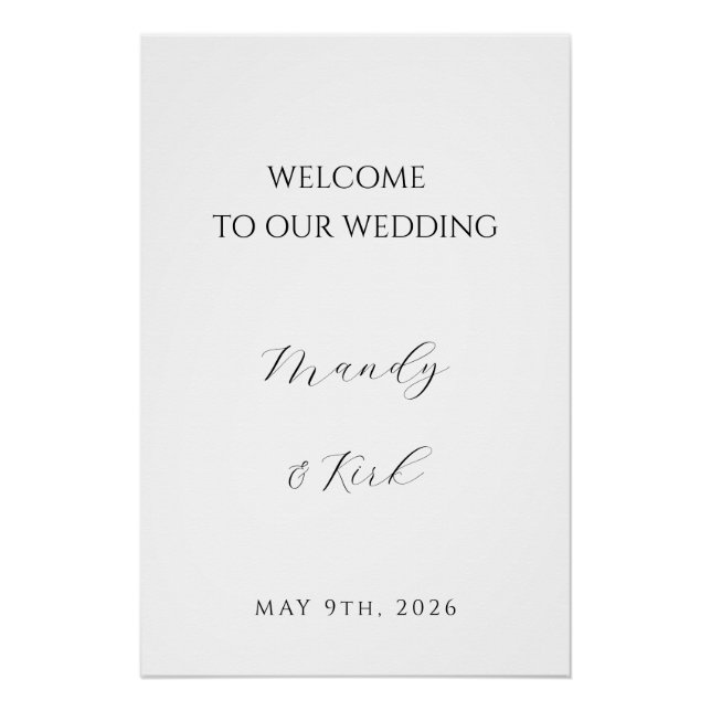 Pôster Minimalist Wedding Welcome Sign | Custom Modern  (Frente)
