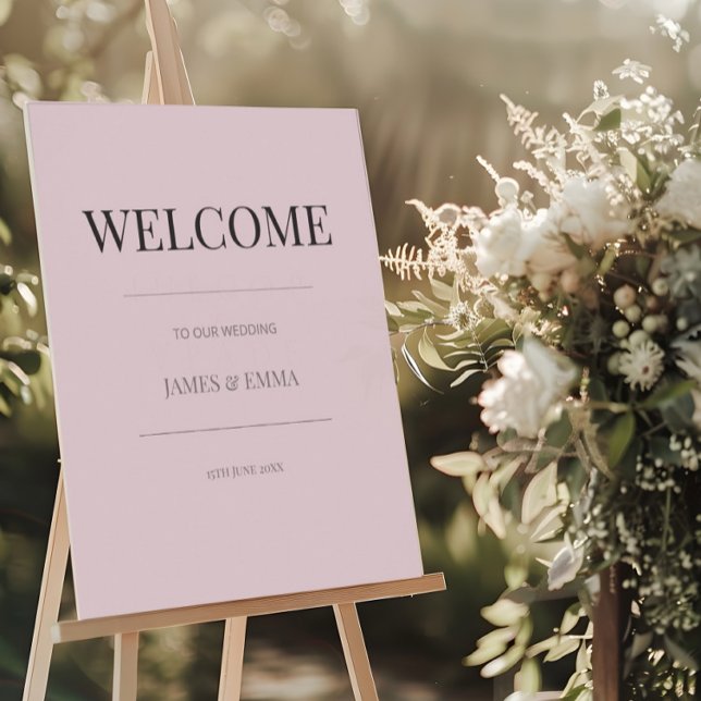 Poster Minimalist Wedding Welcome Sign Dusky Rose  (Criador carregado)