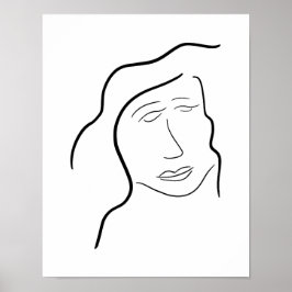 Poster Minimalist Woman Face Sketch for Gallery Wall