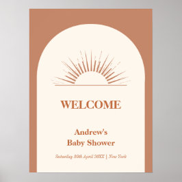 Poster Minimalista Boho Arch Sunshine Chá de fraldas bem-