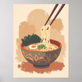 Poster Minimalista Boho Ramen Bowl Art