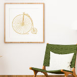 Poster Minimalista de bicicleta Unicycle de Vintage Doura<br><div class="desc">Um simples e brincalhão desenho artístico de um monociclo antiquado em ouro falso.</div>