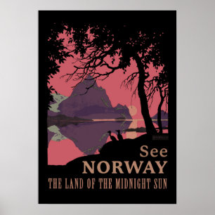 Pôster Minimalista do Pôr do Sol na Noruega - Fior