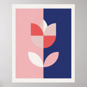 Poster Minimalista Flor de Tulipa Geométrica Escandinava