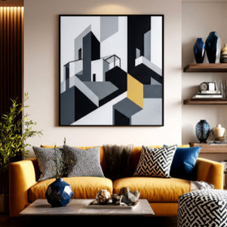 Poster Minimalista Geométrico Preto e Branco