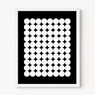Poster Minimalista Grade de Círculo Preto e Branco Retro