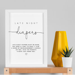 Poster Minimalista Moderno Jogo de Fraldas Noturnas Tarde